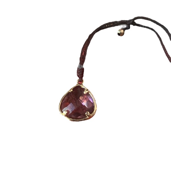 ๐Sale ๐2 for $10 dainty brown cord necklace pink stone wrapped in gold (color) - Picture 3 of 7